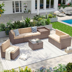 Aoxun 8-Piece Patio Furniture Set, Wicker Outdoor Sectional Sofa by Aoxun