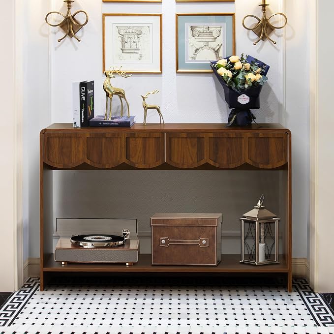 ORRD Console Table with Drawers, Mid-Century 43 Inches Narrow Entryway Tables - Image 4
