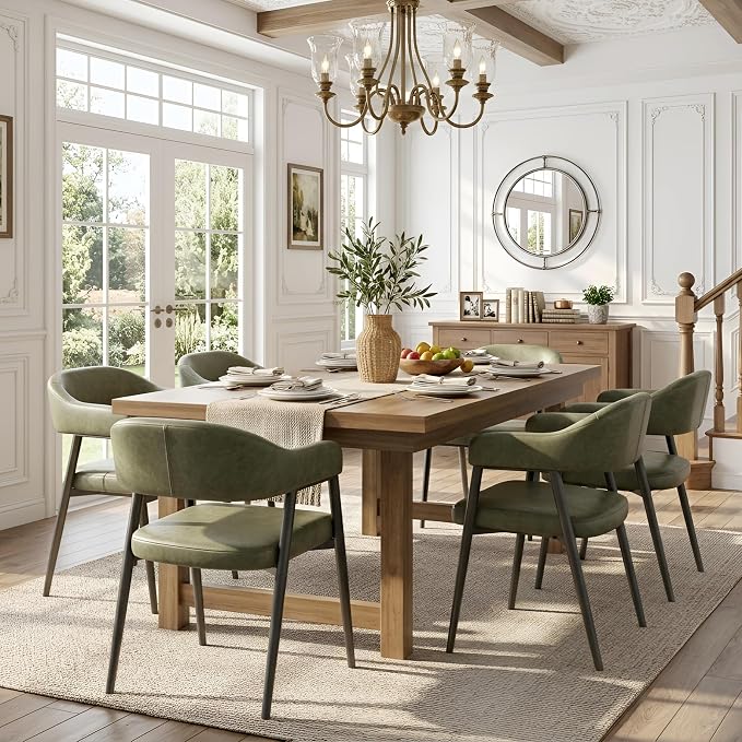 HNY Modern Dining Room Arm Chairs Set of 6, Open-Back Kitchen Side Chairs by HNY