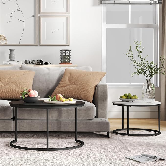 Otterease Nesting Tables Set of 2, 31.5" Round Coffee Table, Small Nesting - Image 5