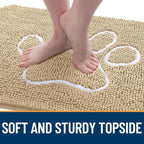 OLANLY Dog Door Mat for Muddy Paws 70x35, Paw Print Design Chenille Mud Mat | - Image 4