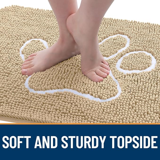 OLANLY Dog Door Mat for Muddy Paws 70x32, Paw Print Design Chenille Mud Mat | - Image 4