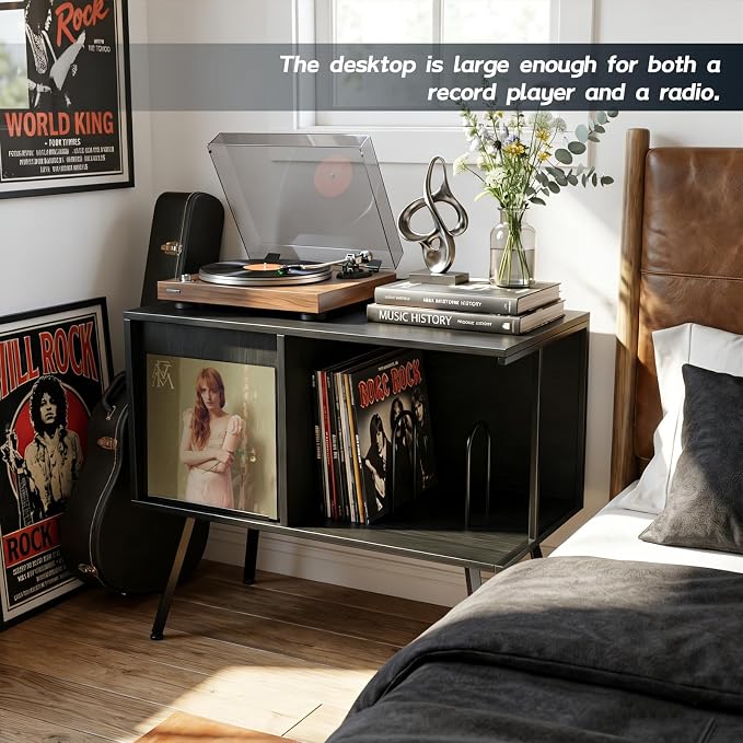 Faesun Flip Top Record Player Stand, Large Turntable Stand Holds up to 150+ - Image 5