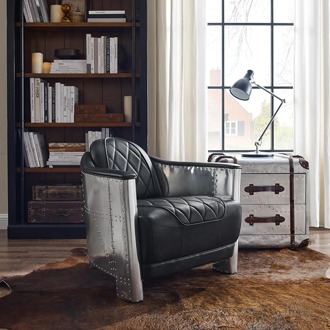 Art Leon Genuine Leather Accent Chairs - Image 6