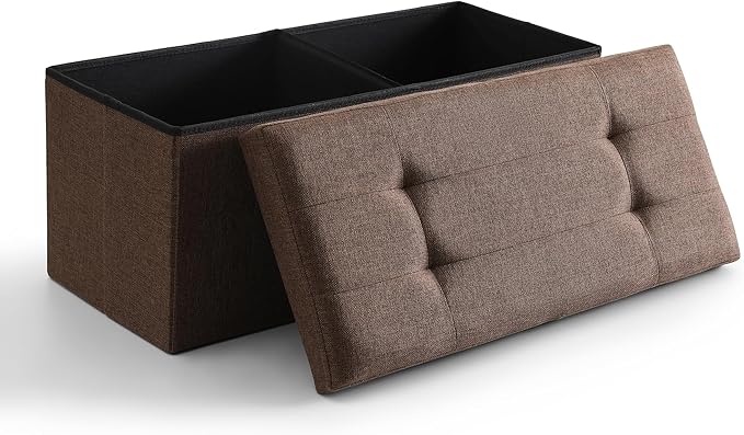 Storage Ottoman Bench Foldable Seat Footrest Shoe Bench End of Bed Storage by CUYOCA-MakeYouFeelComfort