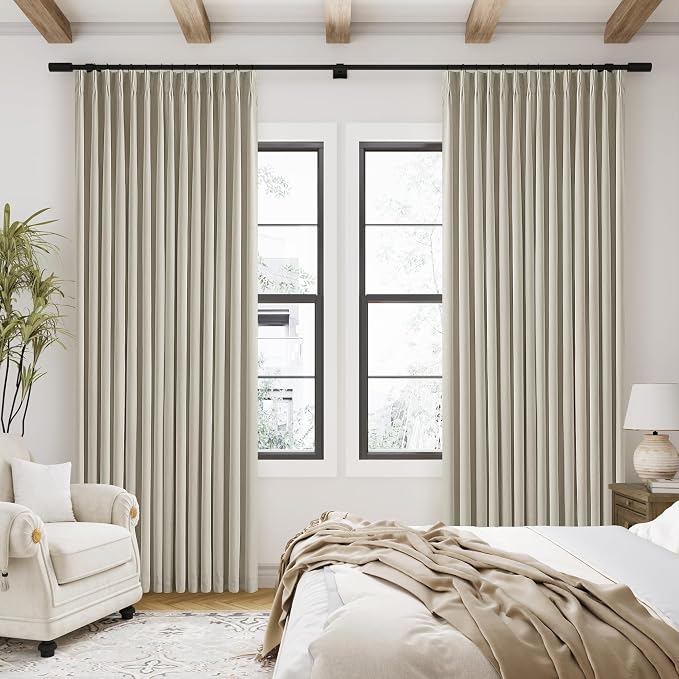 Oatmeal Linen Blackout 120 Inch Curtains - Image 8