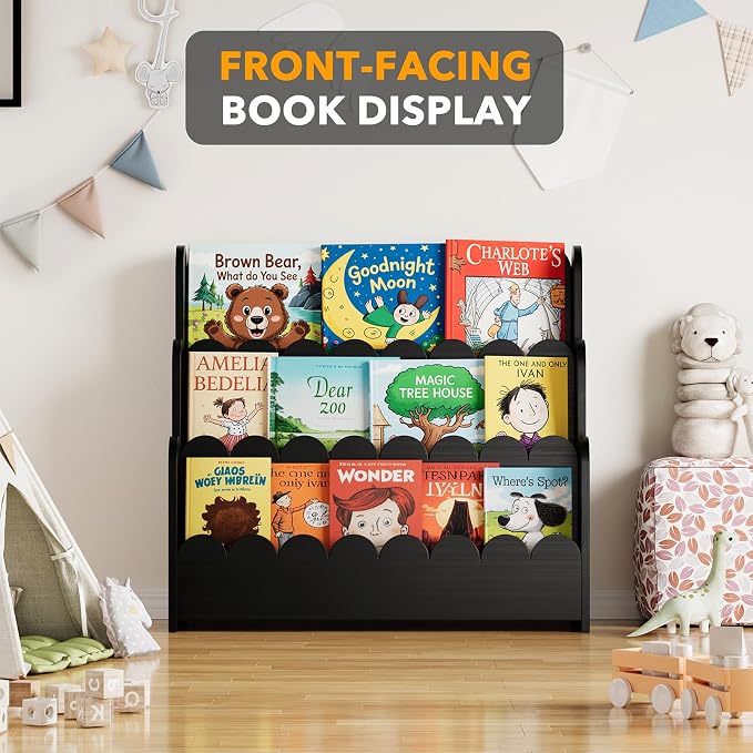 SpaceAid 3-Tier Scalloped Bookshelf, Montessori Bookcase - Image 5