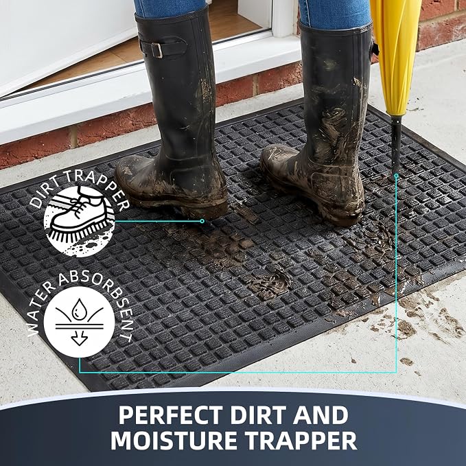 Front Door Mat Outside Entrance, Heavy Duty Waterproof Doormat | 35.5"x24" - Image 3