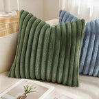 decorUhome Fall Faux Fur Throw Pillow Covers 20x20 Set of 2 Olive Green | - Image 6