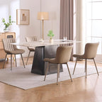 YOUNUOKE Mid-Century Modern Dining Chairs Set of 2, Khaki PU Leather - Image 4