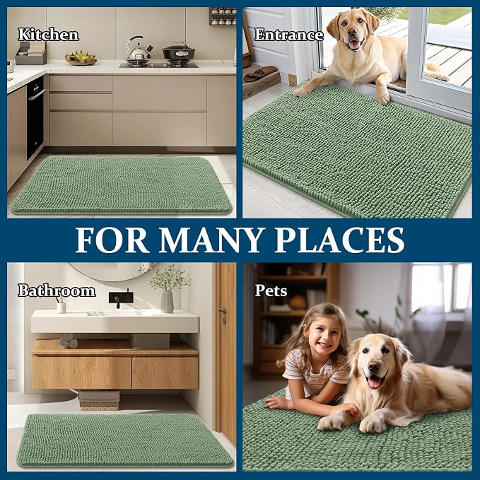 OLANLY Dog Door Mat for Muddy Paws 30x17, Super Absorbent Chenille Mud Mat | - Image 8