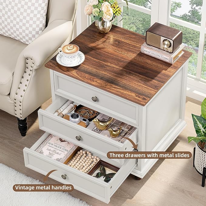 Joaxswe 24" Wide Farmhouse Night Stand, Large End Table - Image 4