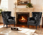 Modern Accent Chair Set of 2, Mid-Century PU Leather Armchair - Image 3