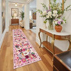 Floral Hallway Runner Rug for Bedroom Kitchen 2'6"x14' | Rubber Backing; Non - Image 7
