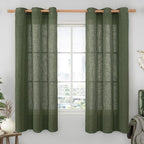 Olive Green Semi Sheer Linen Window Curtains 2 Panels Set, 60 Inch Light by LAMIT
