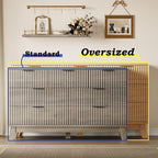 BORNOON 57" Long Dresser for Bedroom, 7-Drawer Fluted Chest, Wide Wood Storage - Image 3