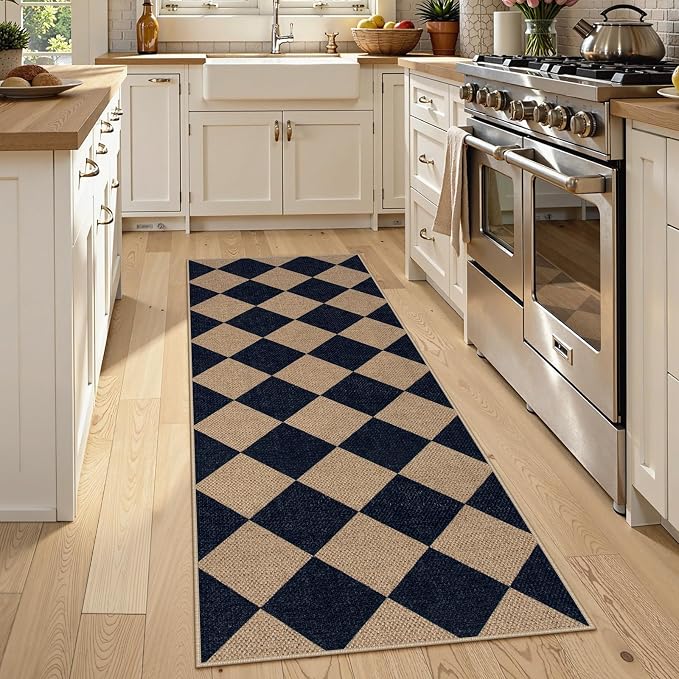Lahome Checkered Easy Jute Outdoor Runner Rug, 2x6 Kitchen Rugs Washable | - Image 8