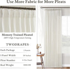 Natural Light Filtering Linen Pinch Pleated Kitchen Curtains 63 Inch Length | - Image 6