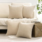 MIULEE Soft Corduroy Decorative Throw Pillow Covers Beige 18x18 | Set of 4 - Image 2