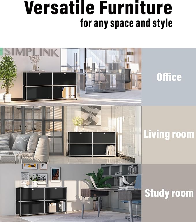 Metal Sideboard with 2 Flap Doors, DIY Modern Home Furnishing, Foyer - Image 7