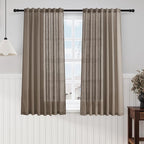 Dark Taupe Linen Sheer Curtains 54 Inch Length 2 Panel Set Back Tab Rod Pocket by Nanspring
