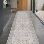 Boho Washable 3x20 Extra Long Hallway Runner Rug, Neutral Light Gray & Sage - Image 6
