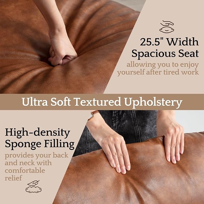 LukeAlon Modern PU Leather Accent Armchair, Upholstered Lounge Chair - Image 7