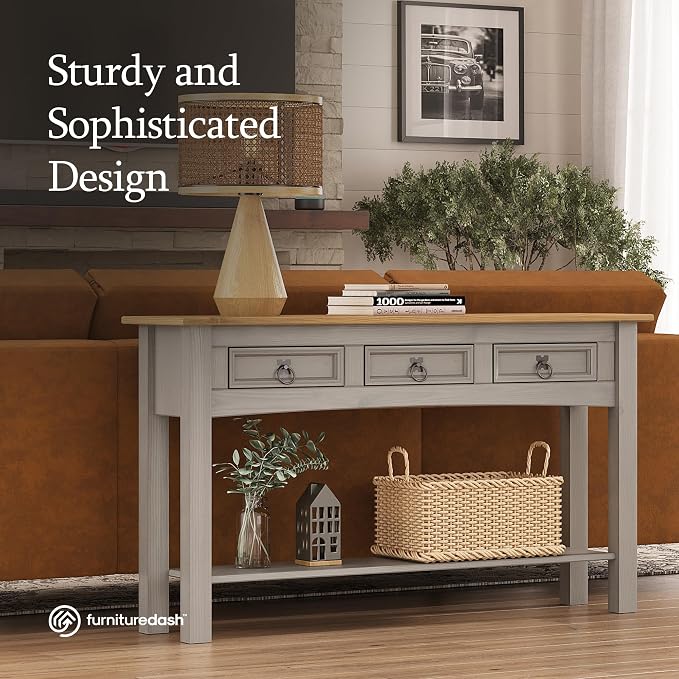 Furniture Dash Solid Wood Hall Table Console 47.9" W, 12.6" D, 28.8" H - Image 4