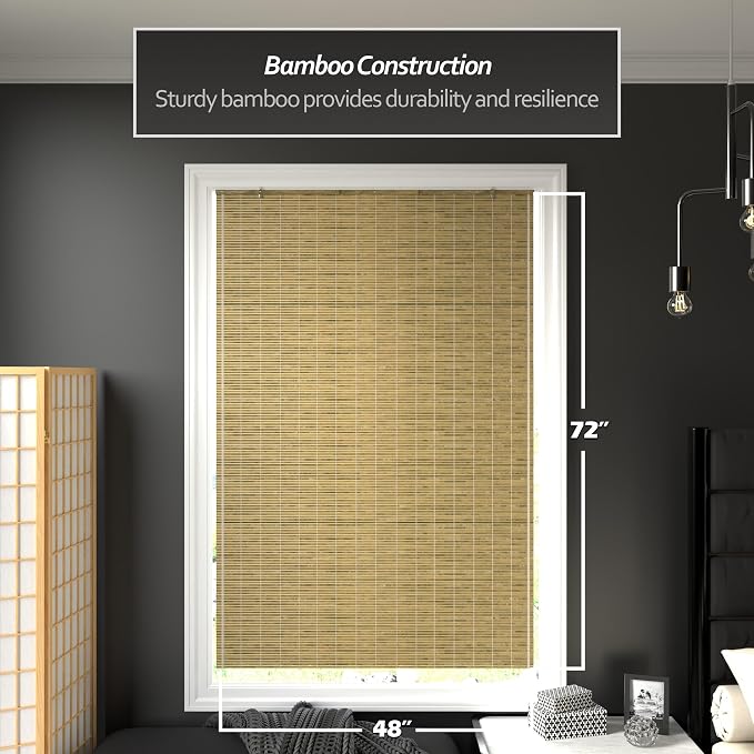 Red Lantern Burnt Bamboo Cordless Window Shade - Image 2