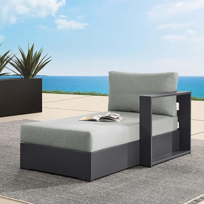 Modway Tahoe Powder-Coated Aluminum Outdoor Chaise Lounge Gray by Modway