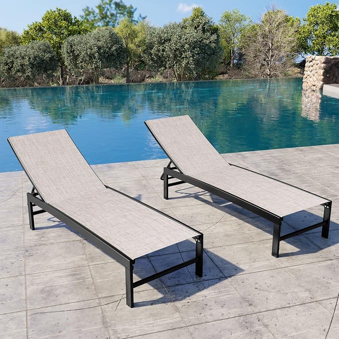 Crestlive Products Chaise Lounge Chair Outdoor Set of 2, Adjustable 5 Positions - Image 8