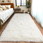 Pionblank Fluffy Runner Rugs for Bedroom 2x6, Cream White | Modern Shaggy Area by PIONBLANK