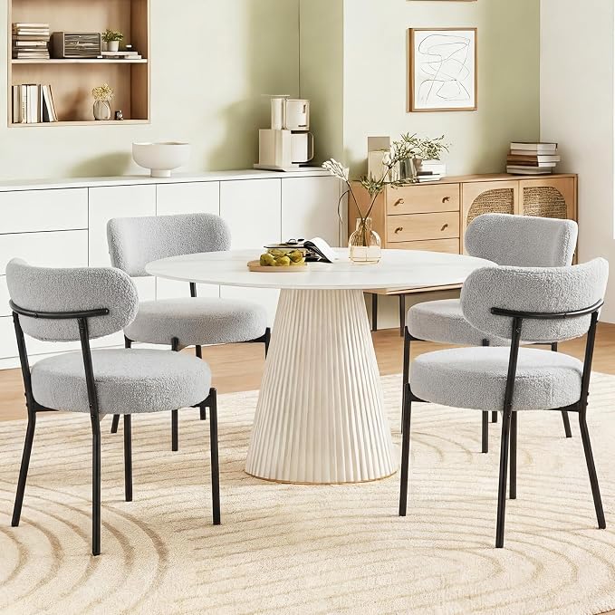 DUMOS Dining Chairs Set of 4, Mid Century Modern Chair Round Upholstered Curved by DumosLifestyle