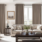 102 inch long blackout curtains 2 Panels 100% Black out Linen texture Curtain - Image 2
