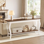 LITTLE TREE 70.9 Inches Long Console Table, 2-Tier Vintage Wooden Sofa Table - Image 5