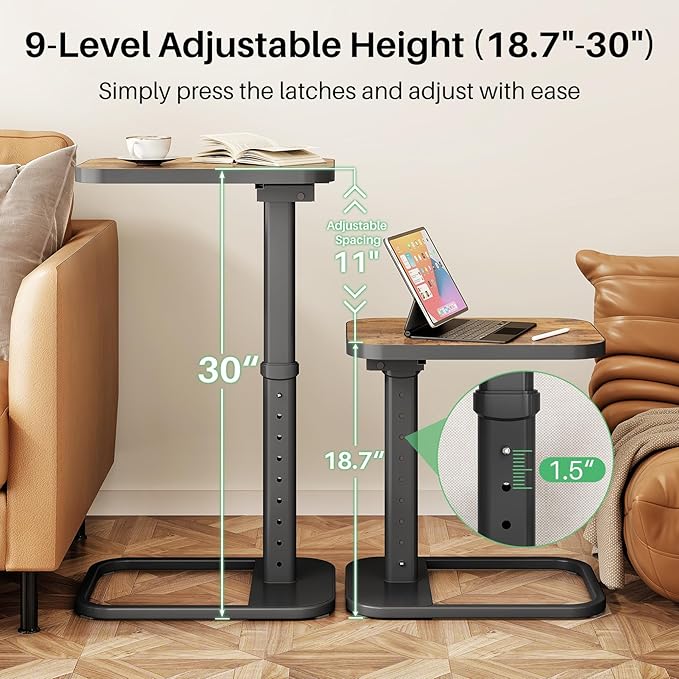 Kitstorack TV Tray Table, Adjustable Height & Flip-Top & Rounded Metal Corners - Image 3