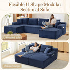 134 Inch Modular Sectional Sleeper Sofa, Boneless Cloud Couch - Image 5