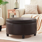 30-Inch Round Storage Ottoman, Modern Ottoman Coffee Table by MIQMICMIK