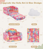 Kids Couch, 2-in-1 Soft Toddler Couch Fold Out - Image 3