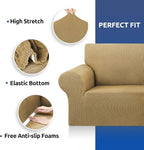Stretch Couch Covers for Sofa, 3 Cushion Couch Slipcover, Tan | 1-Piece - Image 5