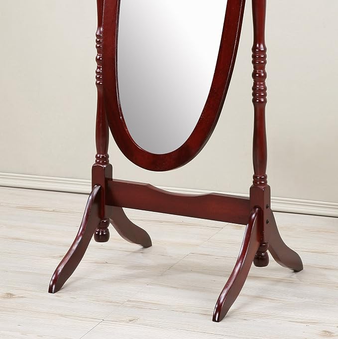 Roundhill Furniture Traditional Queen Anna Style Wood Floor Cheval Mirror - Image 2