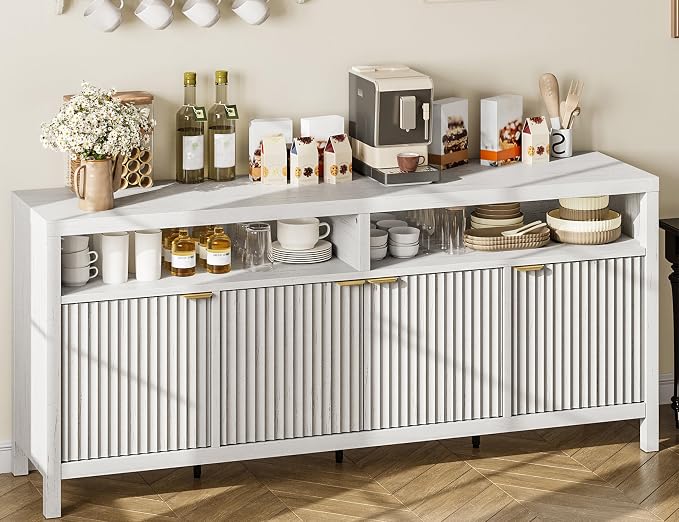 GarveeLife 65 Inch Fluted Sideboard Buffet Cabinet by GarveeLife