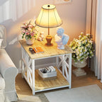 GreenForest End Table with 2-Tier Storage Shelf, 24 inch Large Side Table - Image 8