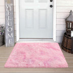 Small Area Rug for Bedroom 2x3ft Mini Tie-Dye Pink Fluffy Rug Mat Bedside Throw by JiaoBaba