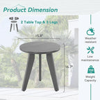 HDPS Outdoor Side Table, Small Round Side Table Weather-Resistant, Outdoor Side - Image 3