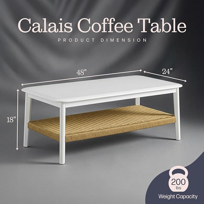 Alaterre Furniture Calais 48 Inch Rectangular Wood Coffee Table - Image 3