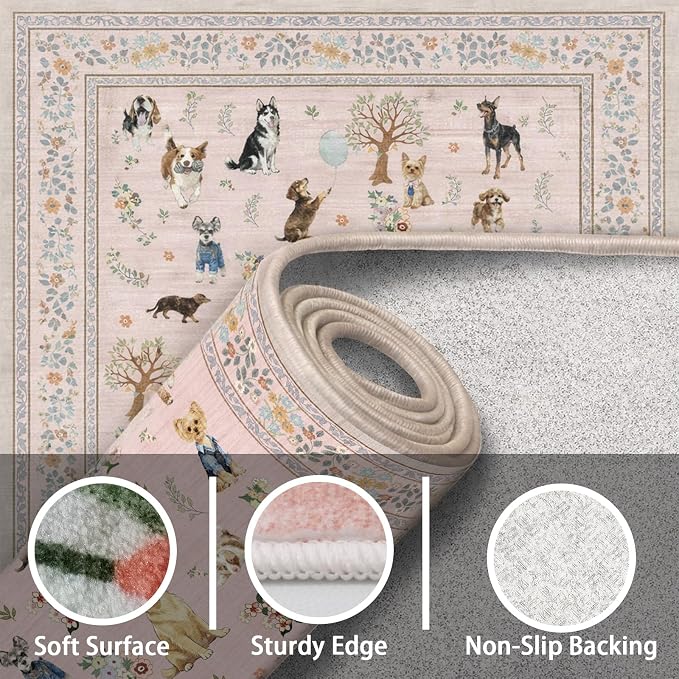 Pink Floral Hallway Runner Rug 2x6 - Image 6
