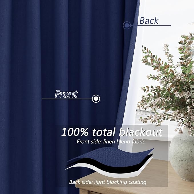 100% Blackout Curtains 120 Inch Length 2 Panels Set - Image 4