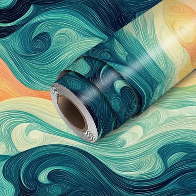 HOMETITUTE Sunset Swirl Landscape Wallpaper Peel and Stick Contact Paper Wall by HOMETITUTE