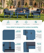 SERWALL Blue HDPE Outdoor Loveseat - Image 5